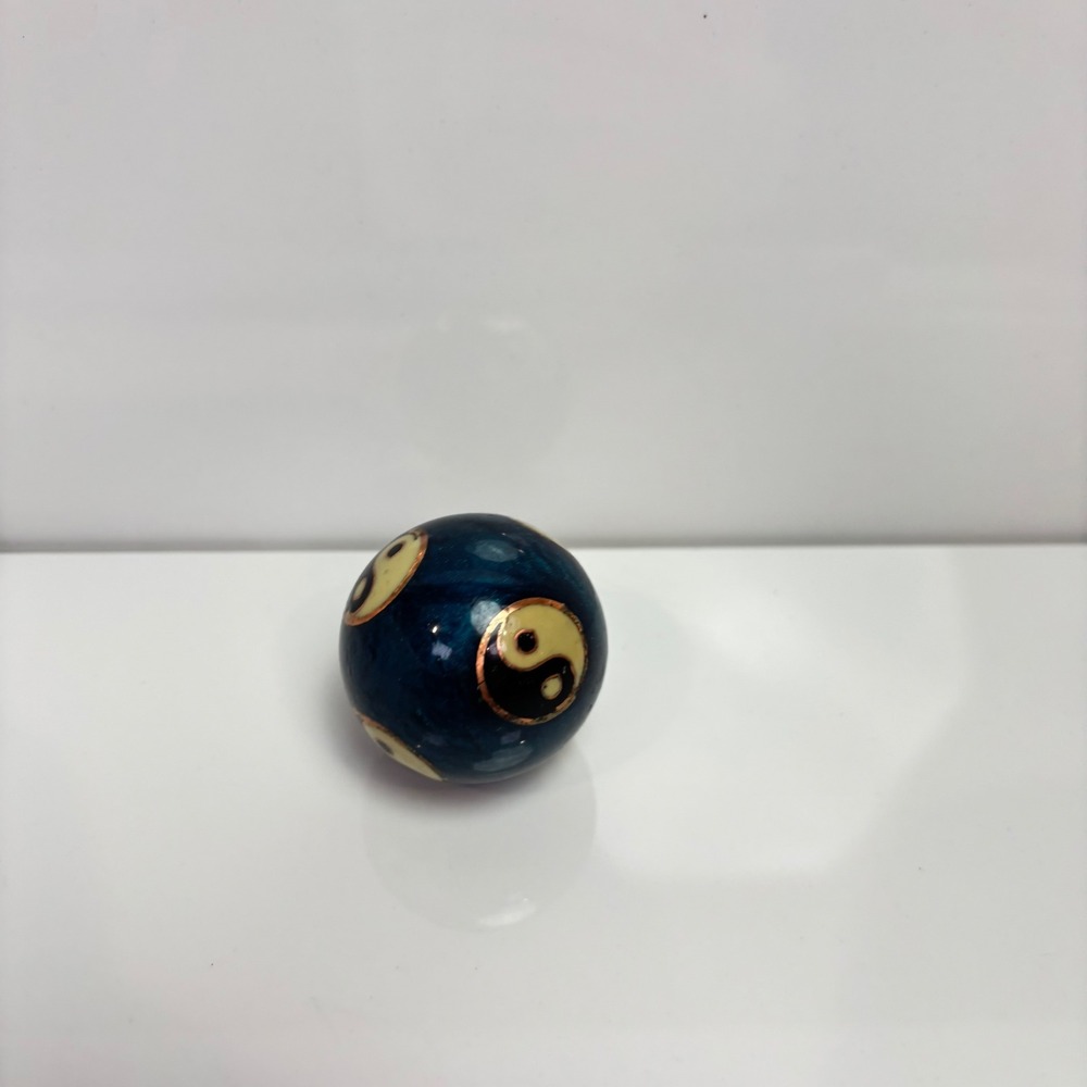 Vintage Chinese Baoding Ball Single Ball Blue Yin Yang Meditation Chime Ball